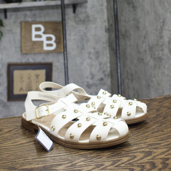 NWT Universal Thread Winnie Wide Width Studded Fisherman Sandals Off White 11W - Picture 5 of 10